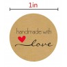 Handmade with Love - natural kraft paper - round stickers - 500 piecesAdhesives & Tapes