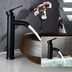 Schwarze Edelstahl Waschbecken Wasserhahn