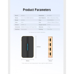 5 in 1 & 3 in 1 out - 4K HDMI Schalter