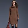 Lange Strickpullover mit Schildkrötenhals - Winterkleid