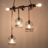 Retro Eisen Hängelampe mit Handstrickseil - Lichter in Käfig