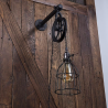 Rustic industrial pipe & pulley design - wall lamp with cordWall lights