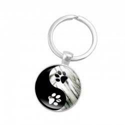 Yin Yang - glass round keychain