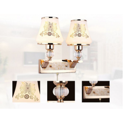 LED Wandleuchte - Ein- und Doppelkopf - gold Kristall