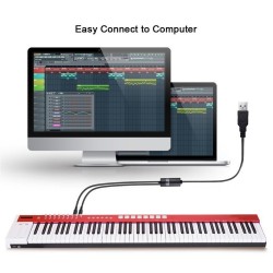 USB to midi interface cable - adapter - converter for PC music keyboard - Windows Mac iOS - 2mGuitars