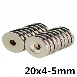 N35 Neodym-Zylindermagnet - super stark - Senkloch - 20 * 4 * 5mm 10 Stück