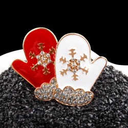Christmas gloves - crystal broochBrooches
