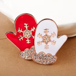 Christmas gloves - crystal broochBrooches
