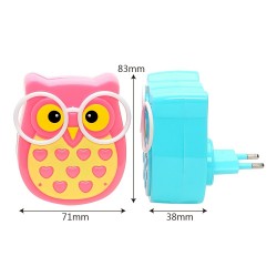 LED owl wall night light - light control sensor - EU plugWall lights