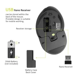 M618 Plus ergonomische vertikale drahtlose Maus mit abnehmbarer Palmauflage