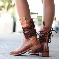 Leather winter boots with back lacing & zipperBoots