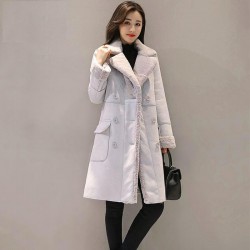 Fashionable winter suede coat - sheepskin long jacketJackets