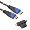 HDMI männliches zu männliches Videokabel - HDMI zu micro HDMI mini HDMI mit Miniadapter - Audio-Erweiterungskabel 5m