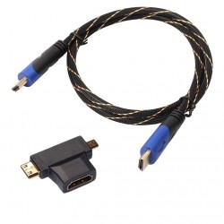 1m - 3m - multifunctional mini HDMI to micro HDMI cable with mini adapter - setCables