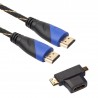 1m - 3m - multifunctional mini HDMI to micro HDMI cable with mini adapter - setCables