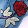 Jeans Baseballkappe mit roter Rose