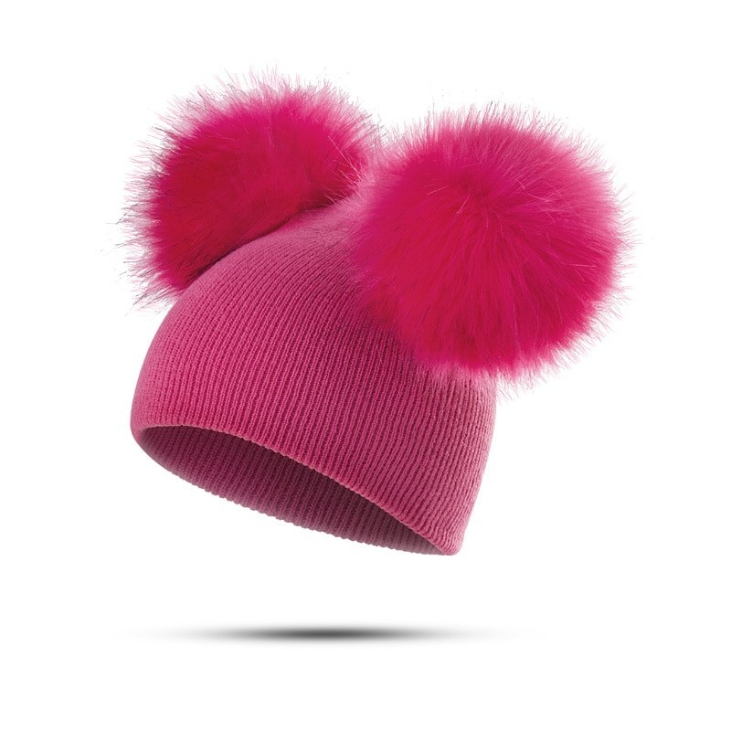 Children's winter hat with fur pom pomHats & caps