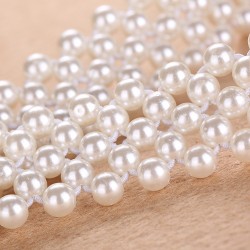 Elegant elastic belt with pearls & crystalsBelts