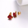 Gold stud earrings with red roseEarrings