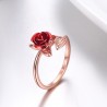 Gold & silver ring with red rose - adjustableRings