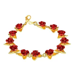 Gold & Silber Armband mit roten Rosen