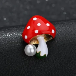 Pilz mit Perle - elegante Brosche