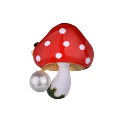 Pilz mit Perle - elegante Brosche