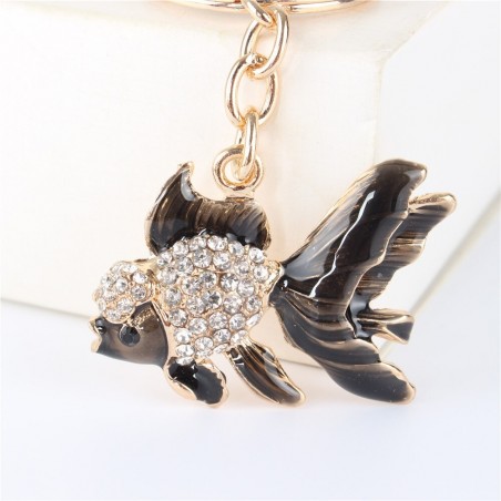 Crystal with gold fish - keychainKeyrings