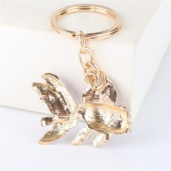 Crystal with gold fish - keychainKeyrings