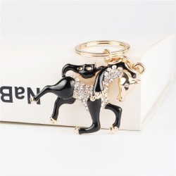 Black horse with crystal - keychainKeyrings