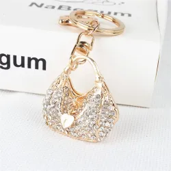 Crystal handbag with a heart - keychainKeyrings