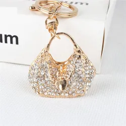 Crystal handbag with a heart - keychainKeyrings