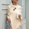 Knitted pullover with tassels - poncho with buttons - shawlHoodies & Jumpers