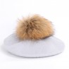 Elegantes Beret mit Pelz Pom-Pom