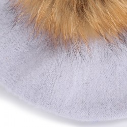 Elegantes Beret mit Pelz Pom-Pom