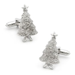 Cufflinks with a silver Christmas tree