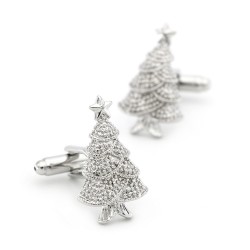 Manschettenknöpfe mit einem silbernen Weihnachtsbaum