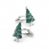 Cufflinks with a green Christmas treeCufflinks