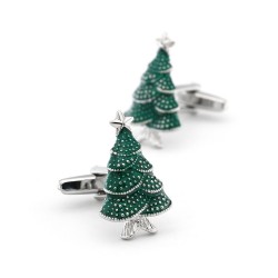 Cufflinks with a green Christmas treeCufflinks