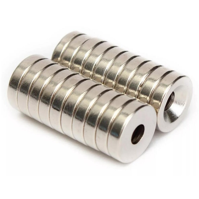 N50 Neodymium magnet - countersunk with 4 mm hole - 12 * 3 mm - 20 piecesN50