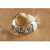 Fashionable stainless steel watch with leopard pattern - silicone bandWatches