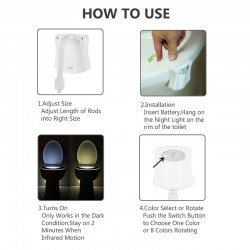 Smart PIR motion sensor - toilet seat night light - 8 colors LED - waterproofBathroom & Toilet