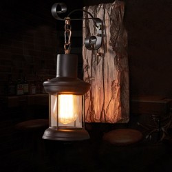 Vintage - Holz Wandleuchte - LED Licht