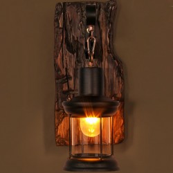 Vintage - Holz Wandleuchte - LED Licht