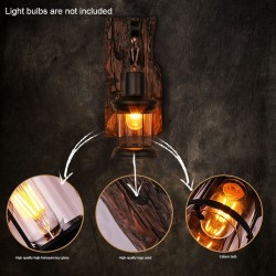 Vintage - Holz Wandleuchte - LED Licht