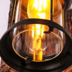 Vintage - Holz Wandleuchte - LED Licht
