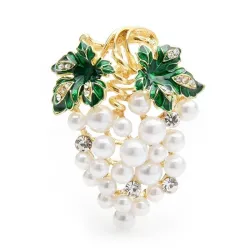 Crystal grapes with pearls - an elegant brooch