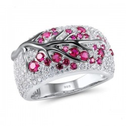 Rosenblüten - Luxus Silberring mit Zirkonia
