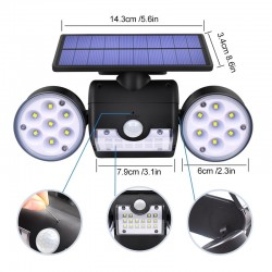 30 LED - dual head solar lamp - spotlight - PIR motion sensor - adjustable angle light - waterproofSolar lighting