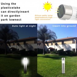 Stainless steel LED solar garden lamp - waterproof stickGarden